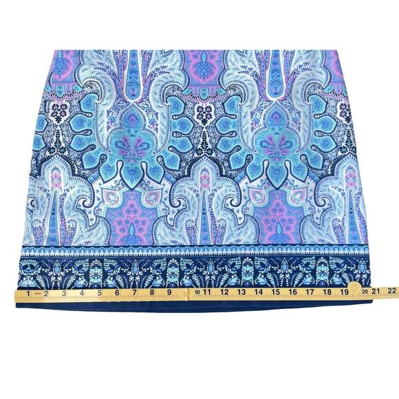 Talbots Paisley Navy Pink Print Cotton Blend Stretch Pencil Skirt - Size 8 - Picture 8 of 12